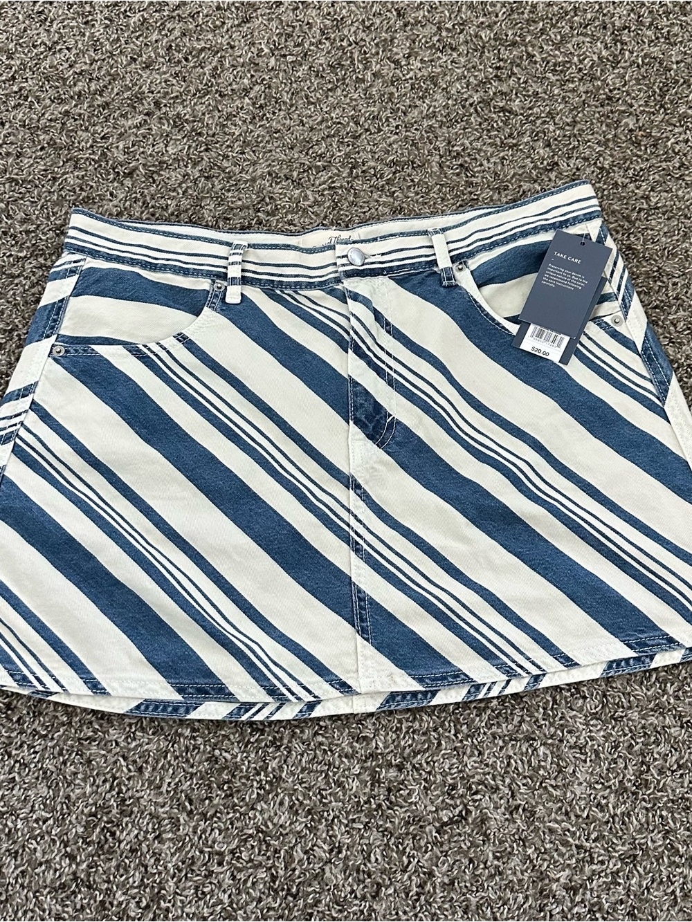 Target Blue and White Striped Denim Mini Skirt
